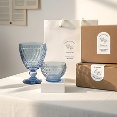 빌레로이앤보흐 고블렛 400ml + 인디비주얼 디저트볼 선물세트 + 쇼핑백, 블루, 1세트