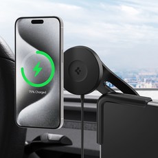 슈피겐 테슬라 맥세이프 QI2 무선 충전 거치대 ITLST90W, 블랙 블랙