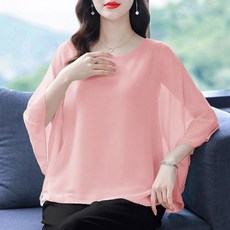 엘쏘 여성용 가오리핏 시스루 쉬폰 블라우스