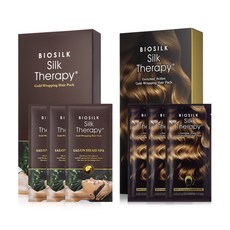 BIOSILK Silk Therapy 絲洛比 Head Spa 金色包裹頭髮包 3p x 40g + 強化動作頭髮包 3p x 40g, 1組