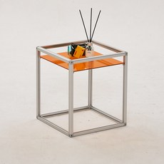 데리A 유리 실버 큐브 400 협탁, A형오렌지, 1개