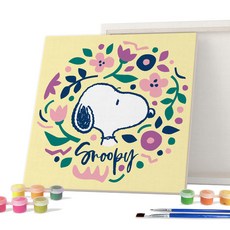 iLovePainting 花生 DIY PAINTING 25 x 25 cm, 史努比花朵