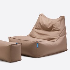 폴리몰리 607C 코튼 빈백 소파 1인용 대형 순면 의자 + 풋스툴 세트, 모카 토프