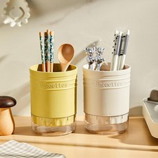 Monaco Olive 馬卡龍色系瀝水餐具筒, 1組, 白色, 黃色