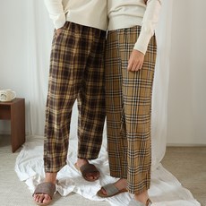 테라우드 클래식 면 기모 체크 파자마 바지 B타입 2p