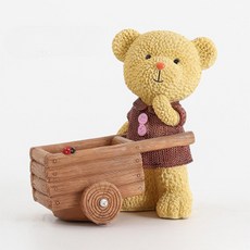 Homeflow 泰迪熊推車室內裝飾多肉植物迷你花盆 TYPE1, 1個, 米色