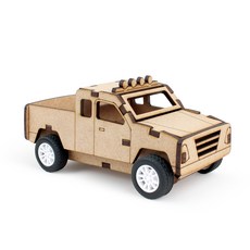 YoungModeler 英工房 回力皮卡車木製組裝 TM558, 混合顏色, 1個