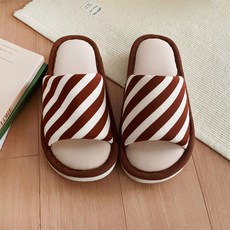 EVER HOUSE 鮮豔條紋布質室內拖鞋, 棕色, 1個