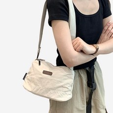 MISS BAEK 女用三用分隔收納尼龍抽繩斜揹包, 象牙白