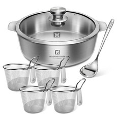 WAGENSTEIGER 電磁爐涮涮鍋 Parboil 全三層不鏽鋼鍋 + 個人餐碗 + 不鏽鋼公勺組, 26cm, 1套, 單一顏色