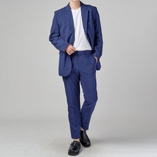 HIHOO 男士亞麻日常休閒翻蓋口袋雙釦西裝套裝 HU3003