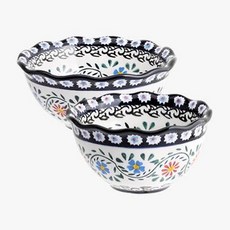 PRACA 波蘭風陶瓷荷葉邊飯碗湯碗2件組 - 鳶尾花, 多色, 1個