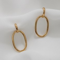 미니아트 여성용 14K 핀 심플 라운딩 귀걸이