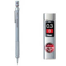 Pentel 飛龍文具 Graph Gear 500 PG513 自動鉛筆 + Ain Stein B 筆芯套組, 0.3mm, 1組