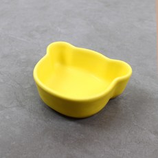 Dalsogum 韓國製陶瓷熊熊冰淇淋甜點碗 小, 霧面檸檬黃, 1個