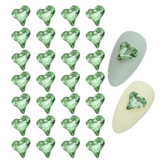 MEIBROWN 大容量 3D 愛心美甲鑽 8 x 9 mm, 綠色, 30個