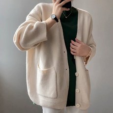 구디프 여성용 소프트 루즈핏 컬러 니트 가디건