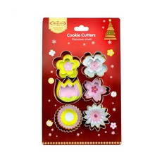 e-home烘焙不鏽鋼餅乾切模12件組, 花朵造型, 1套