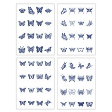 gelluna 半永久黑色重點蝴蝶身體紋身貼紙 4入組 T-130, 1套, 單一顏色