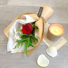 그리니움 생화 제로웨이스트 성묘 미니 꽃다발 장미, 레드