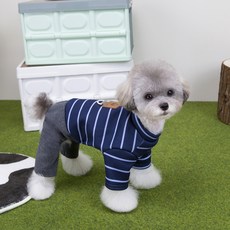 CHONGLEGU Coopets 狗狗條紋連身衣, 海軍藍, 1個