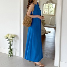 보리맘 보트넥 민소매 끈 나시 A라인 롱 임산부 원피스 G960