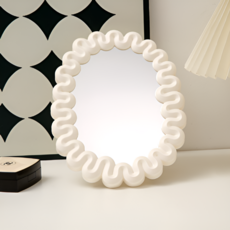 奶油風圓形桌上鏡, 白色