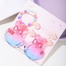 Dodo&New 兔子夢境太陽眼鏡 + 按扣髮夾 2入 + 髮圈 2入 + 手鍊套組