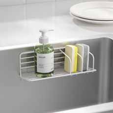 Meo 廚房水槽黏貼式菜瓜布收納架, 白色, 1個