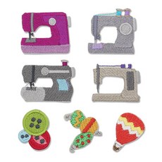 迷你刺繡 Wapen 縫紉機 4 件+鈕扣+重量+熱氣球套組, 紫色、灰色、深灰色、米色（縫紉機）, 1套