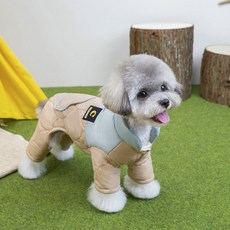 Titi Pet 狗狗舒適粉彩連身鋪棉夾克服飾, 米色, 1個