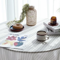 Cheonpam 寬幅 30支人造絲 Karin 條紋布料, 白色, 1個