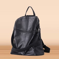 JCP女款摩登時尚皮革後背包, 黑色