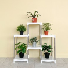 LIVING HAPPY Virtue Nine Plants 方形層架, 白色, 6層