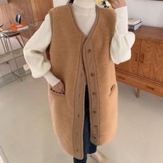 BORIMOM 女款長版毛絨背心