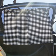 nalala Mrs.KKang 汽車用遮光多功能窗簾, 格子檢查黑色素色, 1個