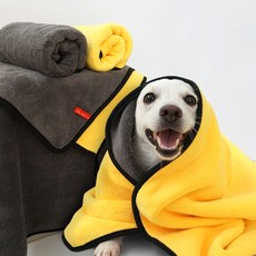 Pet Body Lab 寵物超細纖維雙面毛巾, 灰色+黃色