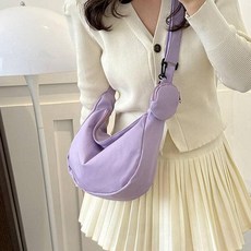 Elso 輕量帆布郵差包 + 鑰匙圈組, 紫色