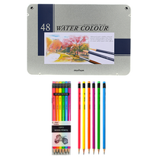 munhwa 48色水彩色鉛筆+三角橡皮鉛筆 TC-208 B 12入組, 混色, 1套