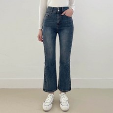 Planday 女款雙釦修身長版靴型丹寧褲