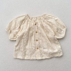 Iyumong 女童款 Sorikong 刺繡鏤空花朵短袖襯衫