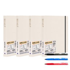 A5 멜리브 노트패드 NM00A6 4p + 유성펜 3p 세트, 크림(노트패드), 랜덤발송(유성펜), 1세트