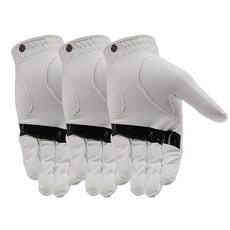 TECH SKIN 男款皮革高爾夫左手手套 3入, 白色