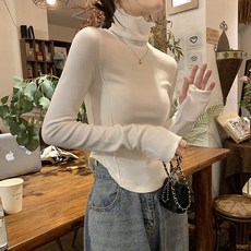 여신 여성용 간절기 터틀넥 긴팔 티셔츠