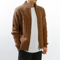 THEACTION 男士兩穿麻花針織拉鍊衫 O2079