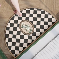 위더홈 플라워 컨셉 하프 문 매트 90 x 60 cm, 블랙, 1개