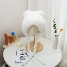 Parajuni 女款冬季防寒護耳保暖滑雪帽 HJ0955, 白色, 1個