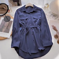 MarketA 女款熟女風D環腰帶風衣式裹身上衣