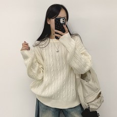 女款必備麻花寬鬆版針織衫