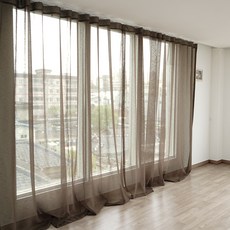 蝴蝶觸感 輕盈飄逸 Shaliv 雙層窗簾 直式 2入 + 窗簾掛鉤, 煙燻咖啡色